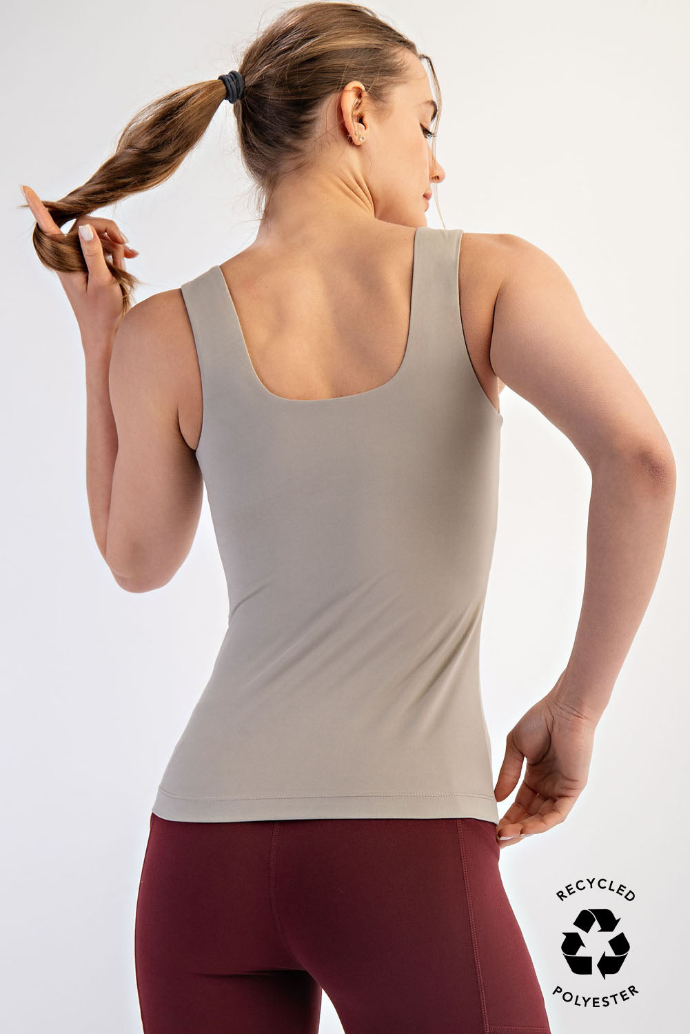 Andie Butter Square Neckline Tank Top Stone Taupe Plus Size