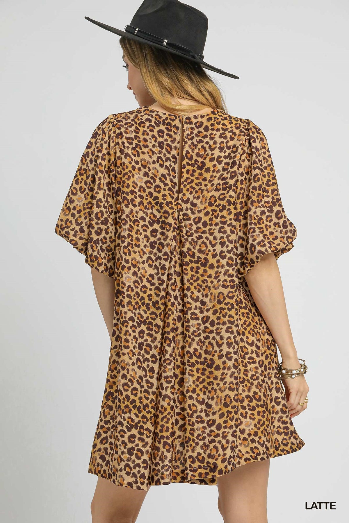 Becky Leopard Print Dress Latte