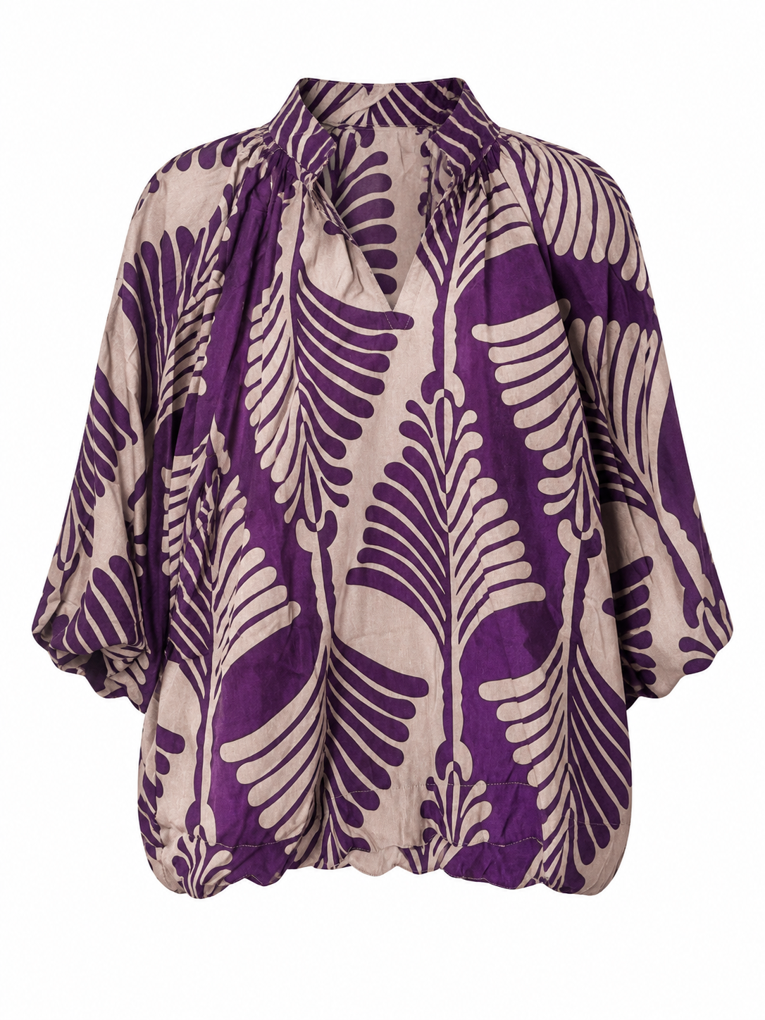 Vera Leaf Print Blouse Slate Blue