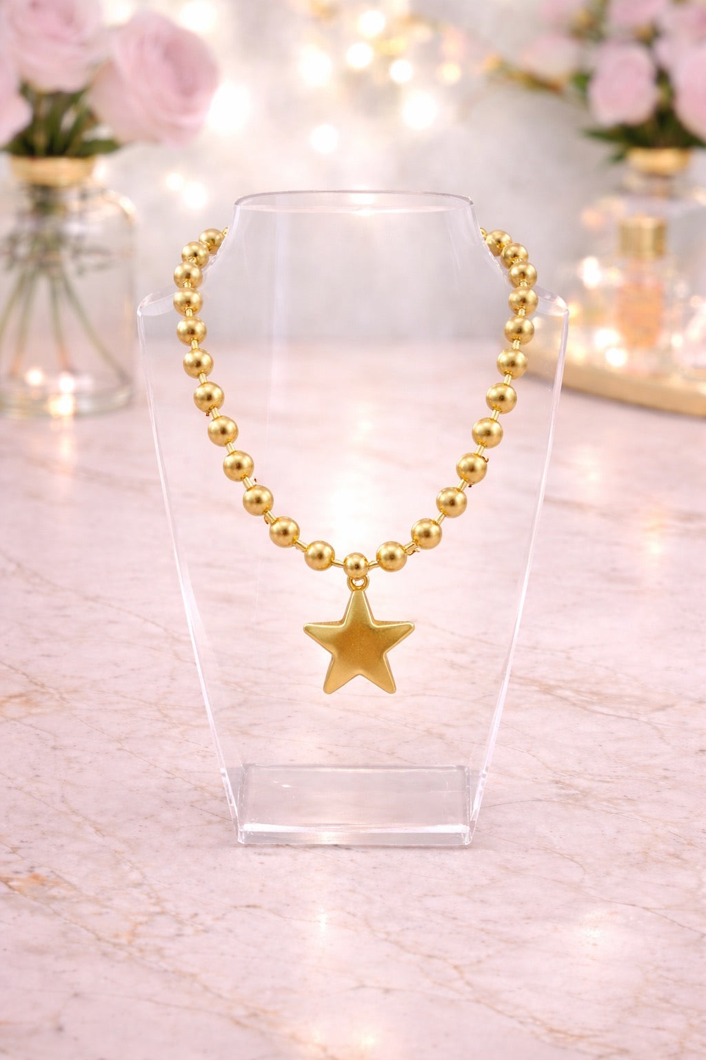 Matte Gold Star Necklace