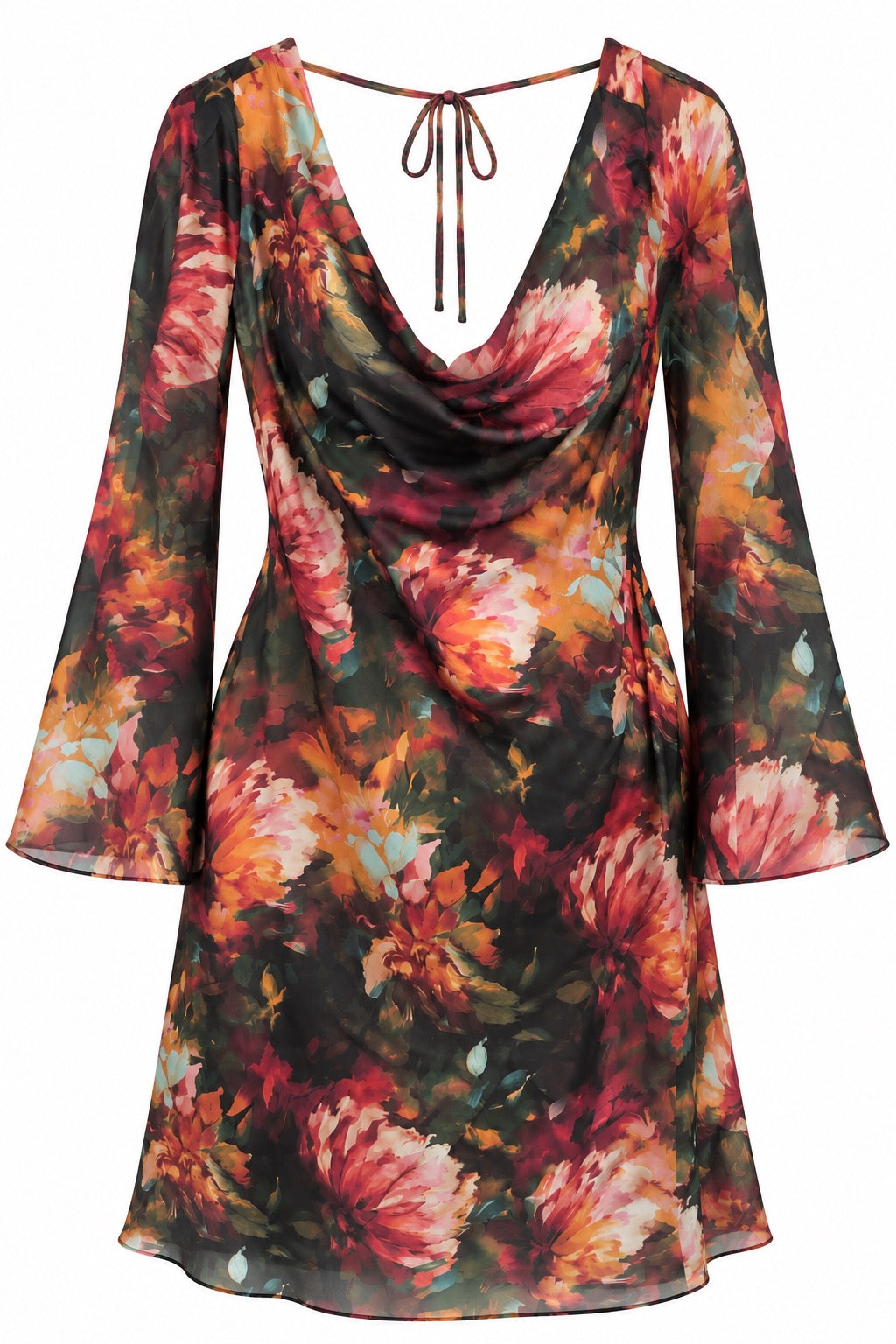 Marigold Floral Cowl Dress