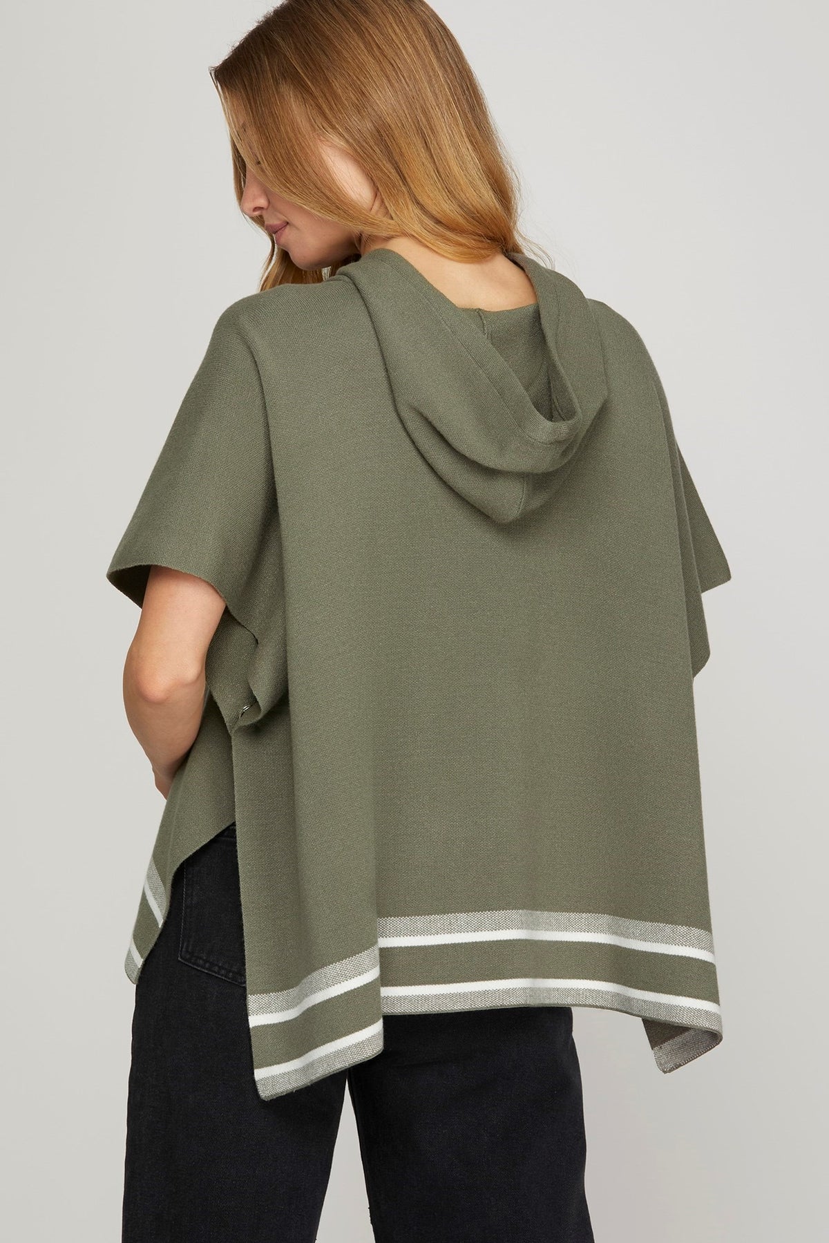 Stella Short Sleeve Loose Fit Hooded Sweater Top Olive