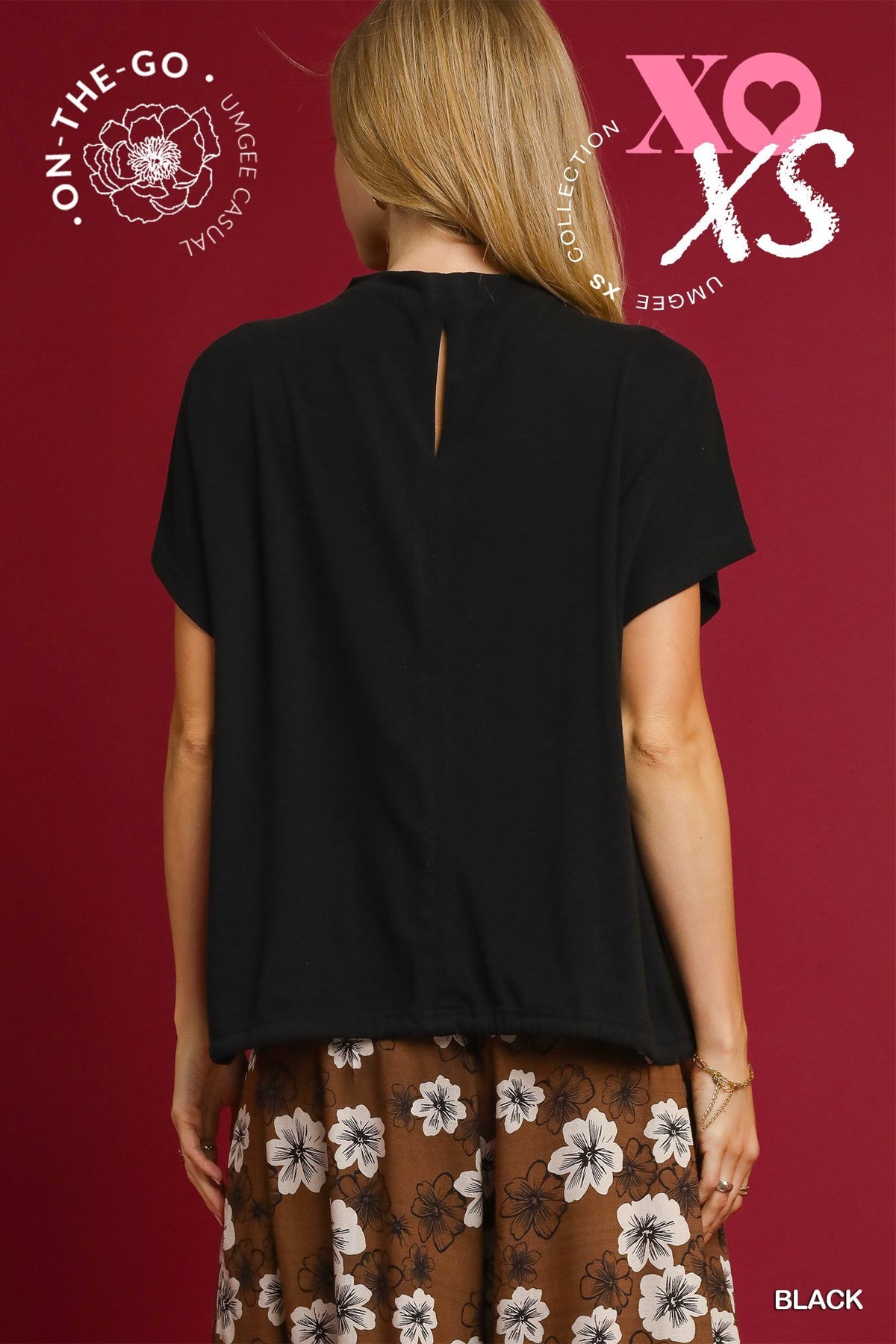 Aurora Drawstring Waist Top Black