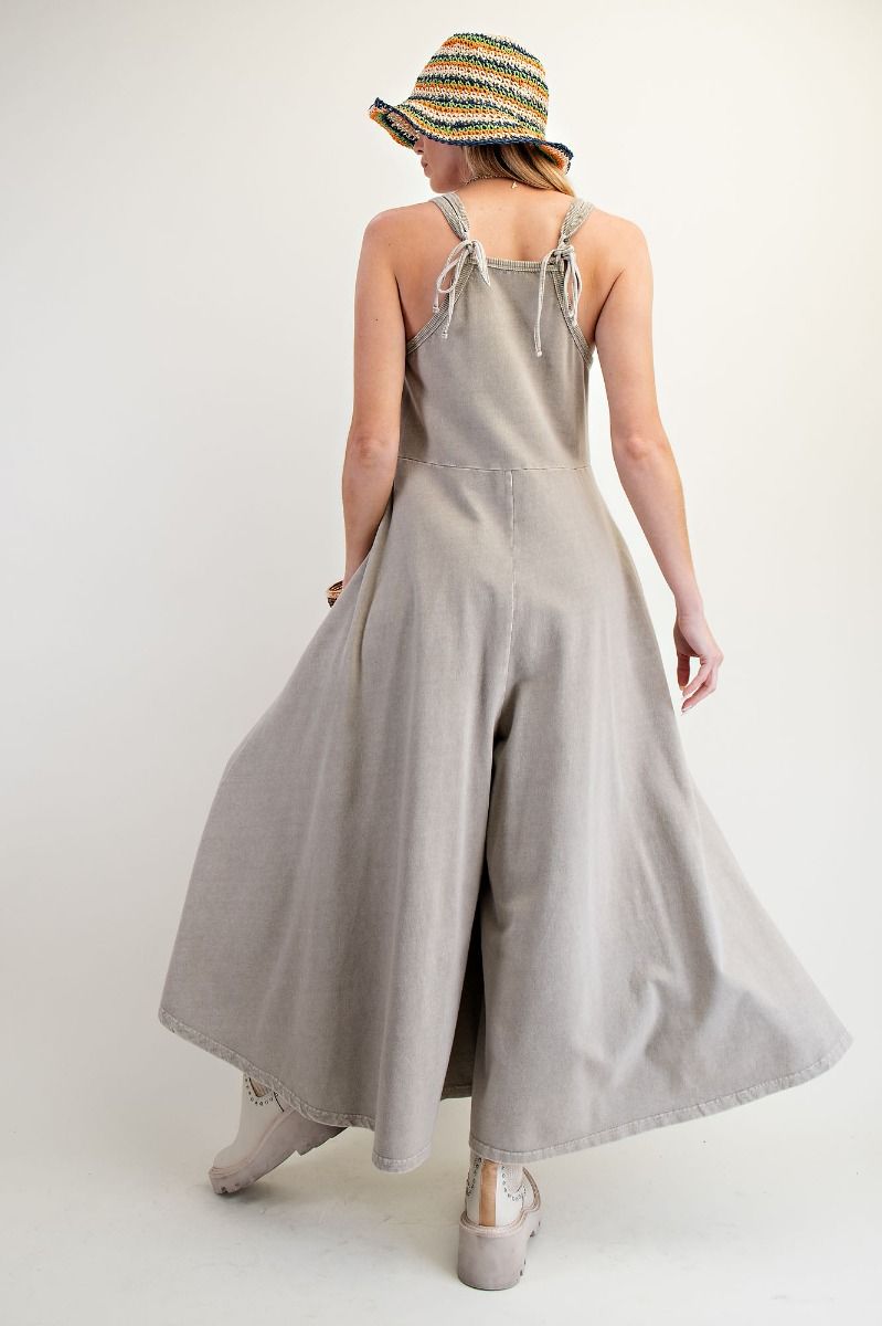 Noa Grey Sleeveless Mineral Washed Palazzo Jumpsuit