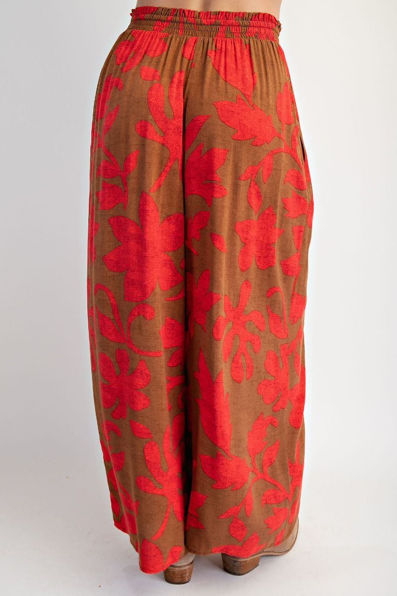 Maile Printed Rayon Challis Smocked Waist Pants