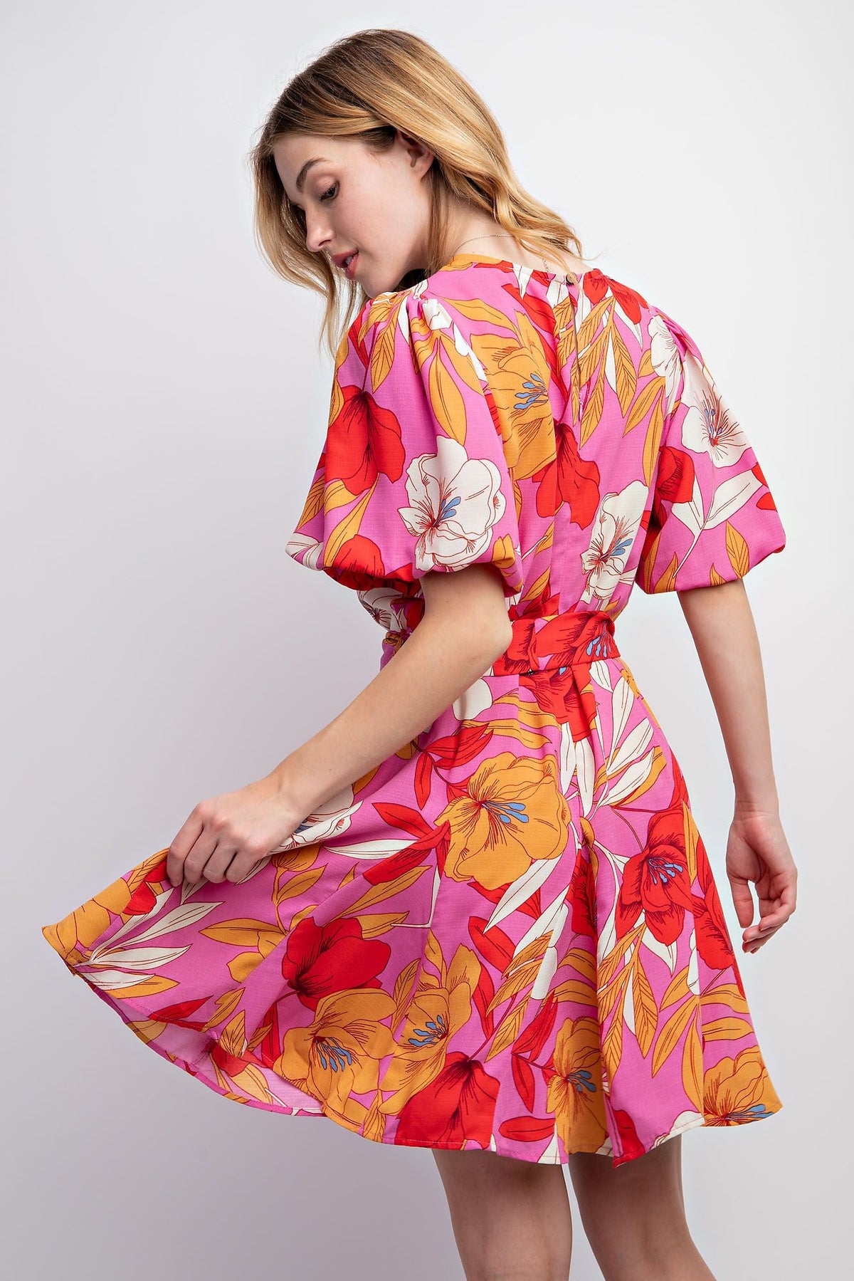 Kennedy Floral Printed Skater Dress Lilac Rose