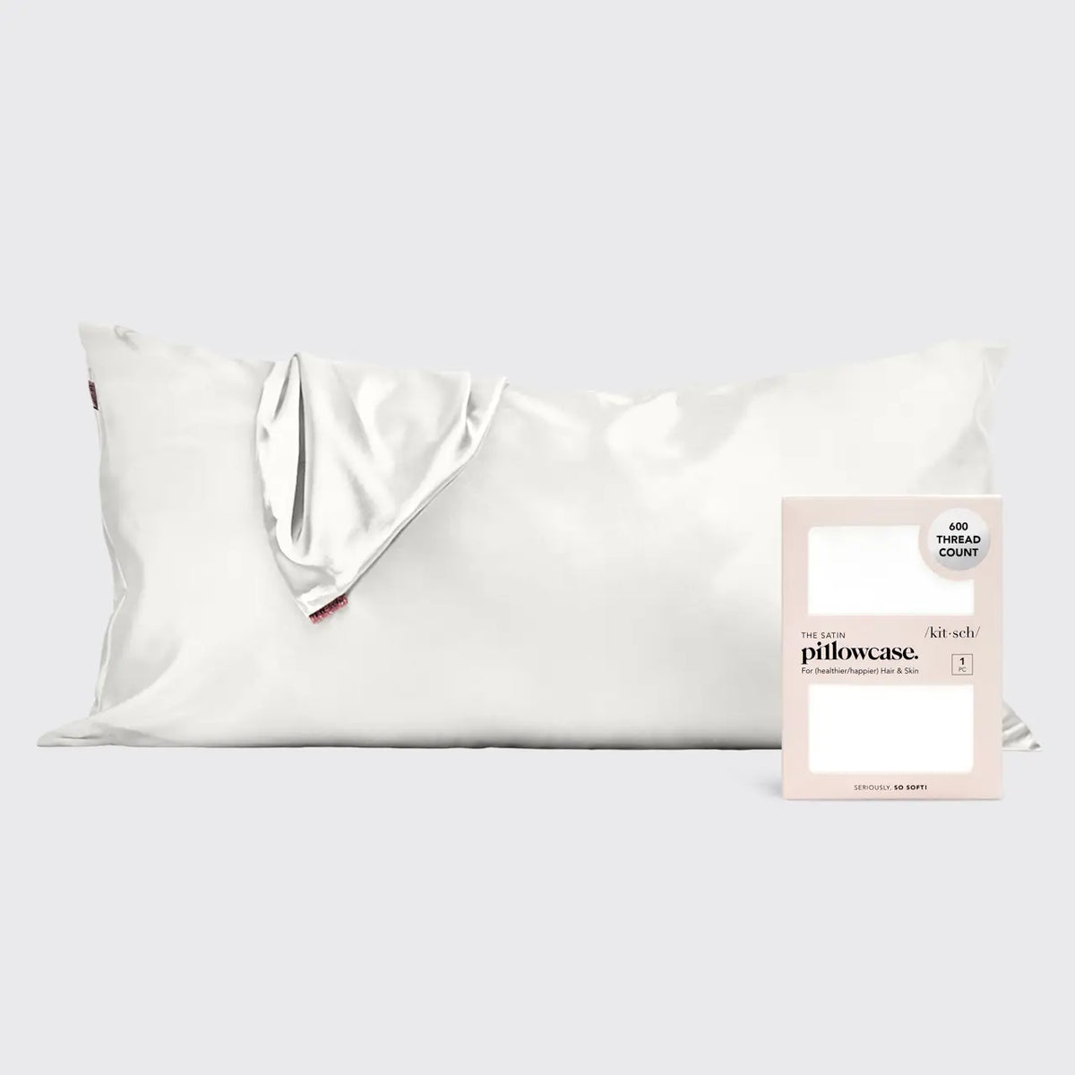 KITSCH Satin King Pillowcase - Ivory