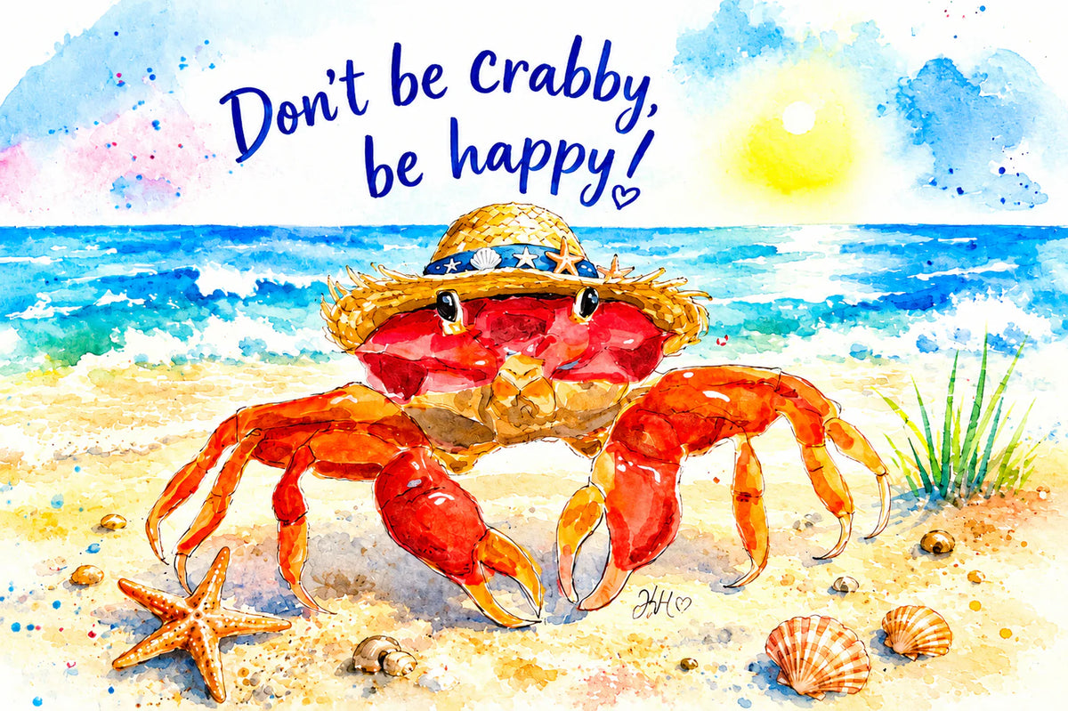 Indigo Blue - Don't Be Crabby, Be Happy Top *Preorder*