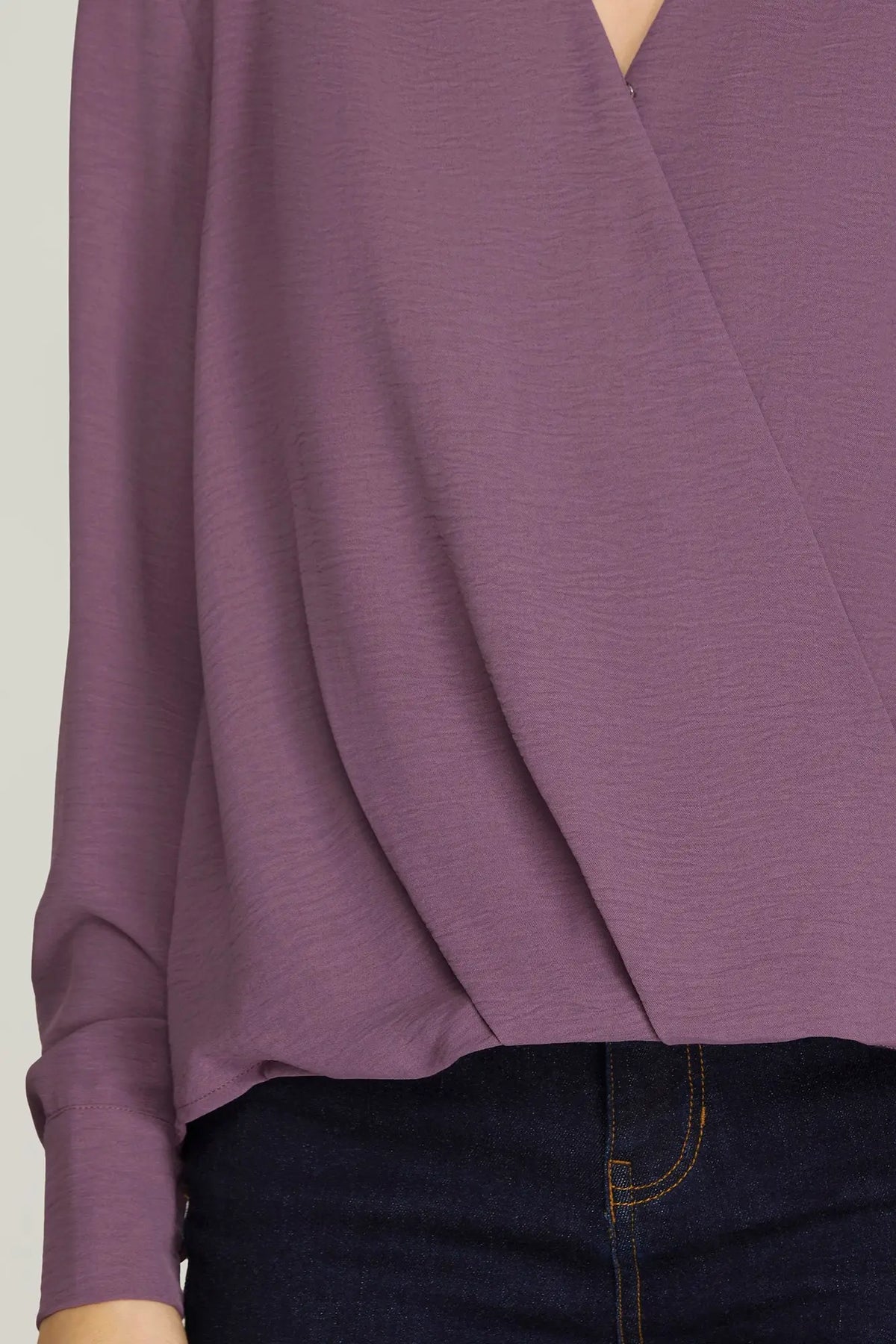 Madeline Long Sleeve Surplice Woven Top Misty Purple