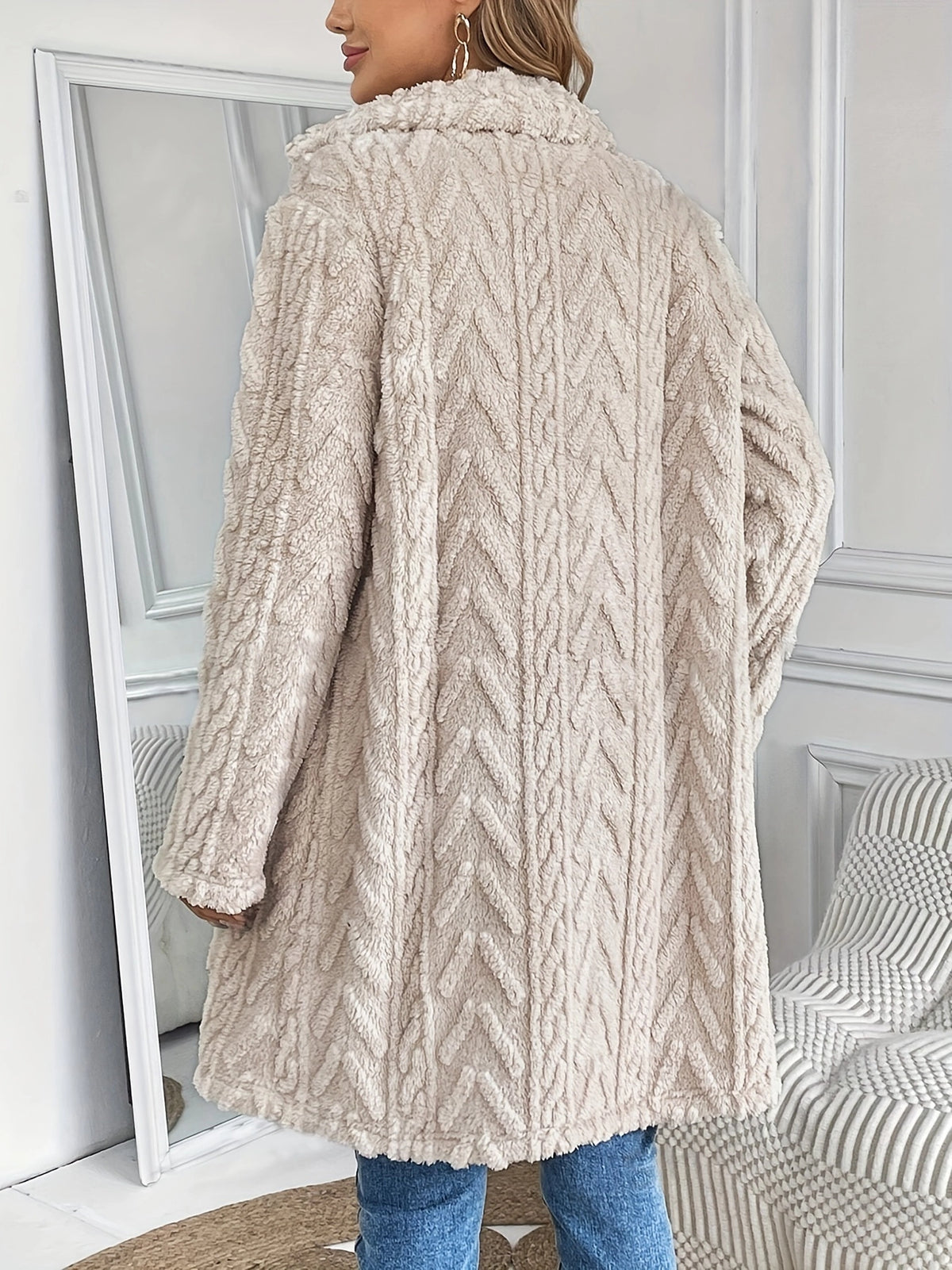 Willow Double-Sided Plush Slip Pockets Casual Long Coat