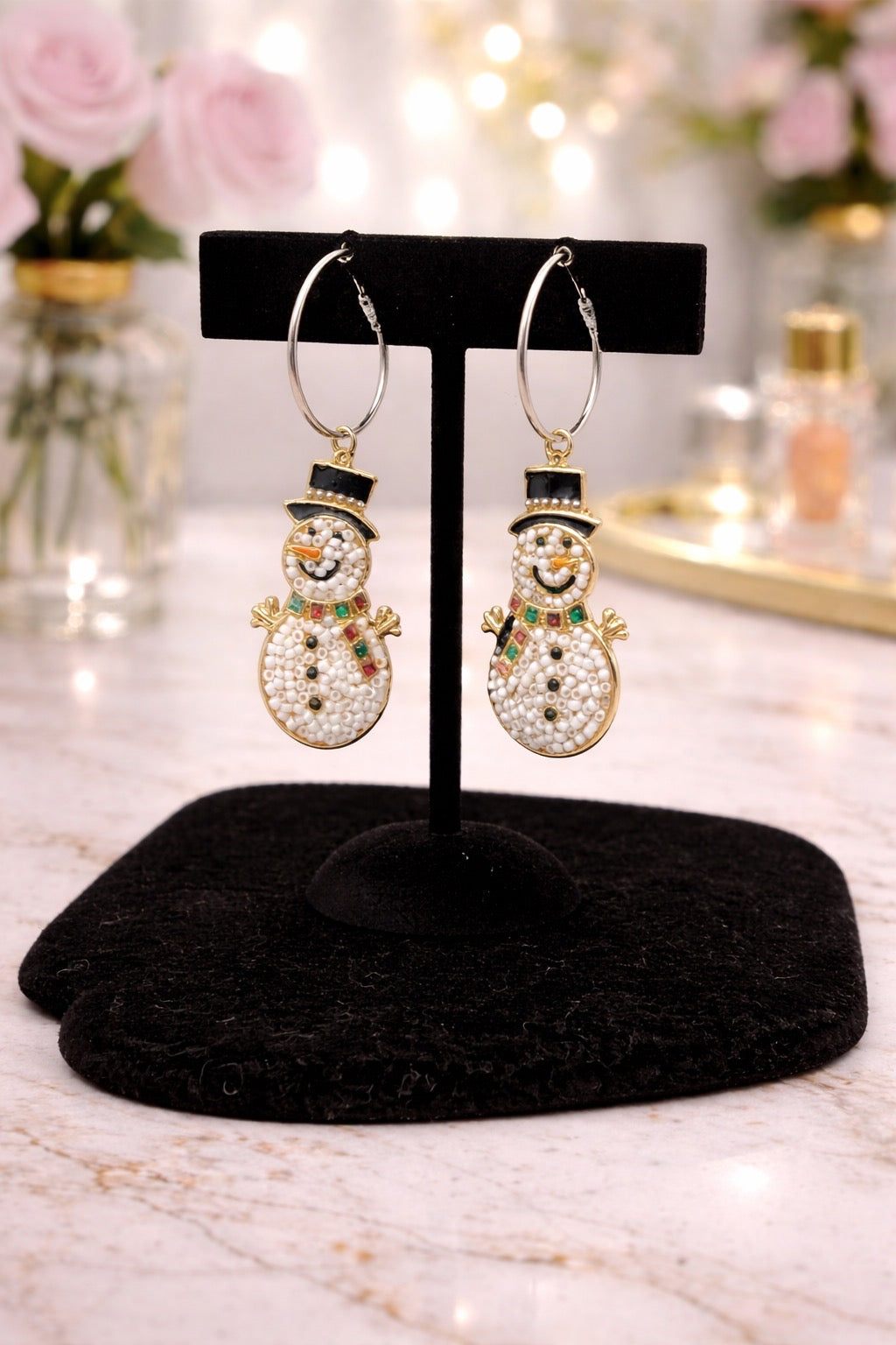 Beaded Santa Earrings