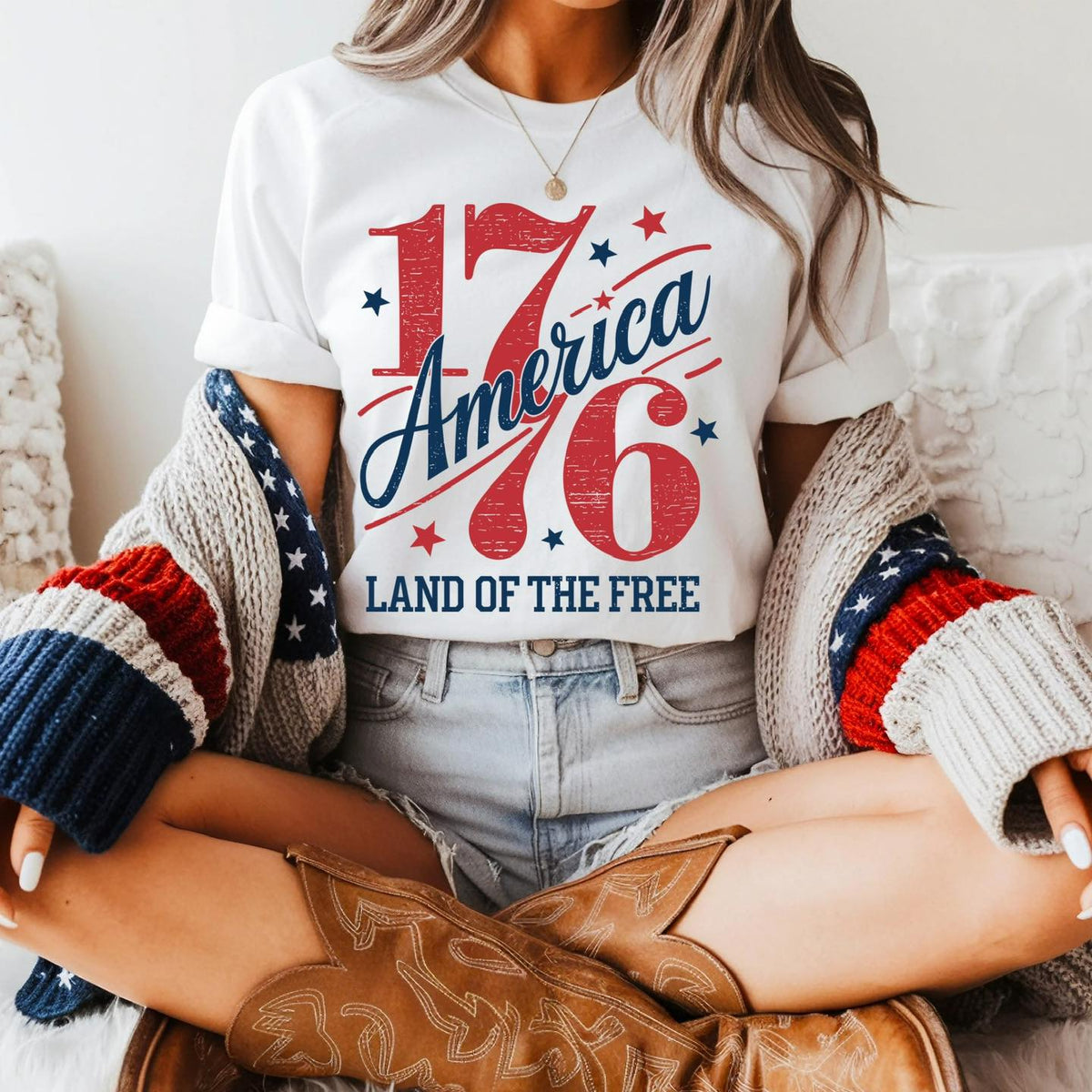 1776 America Tee - White - Christy Cut