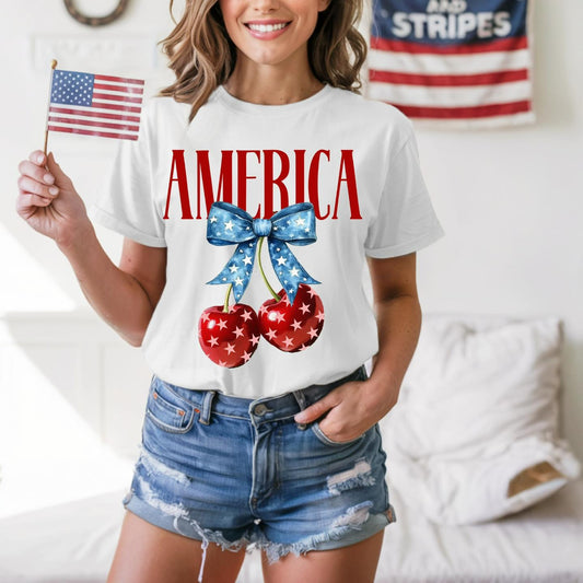 America Cherry Tee - White