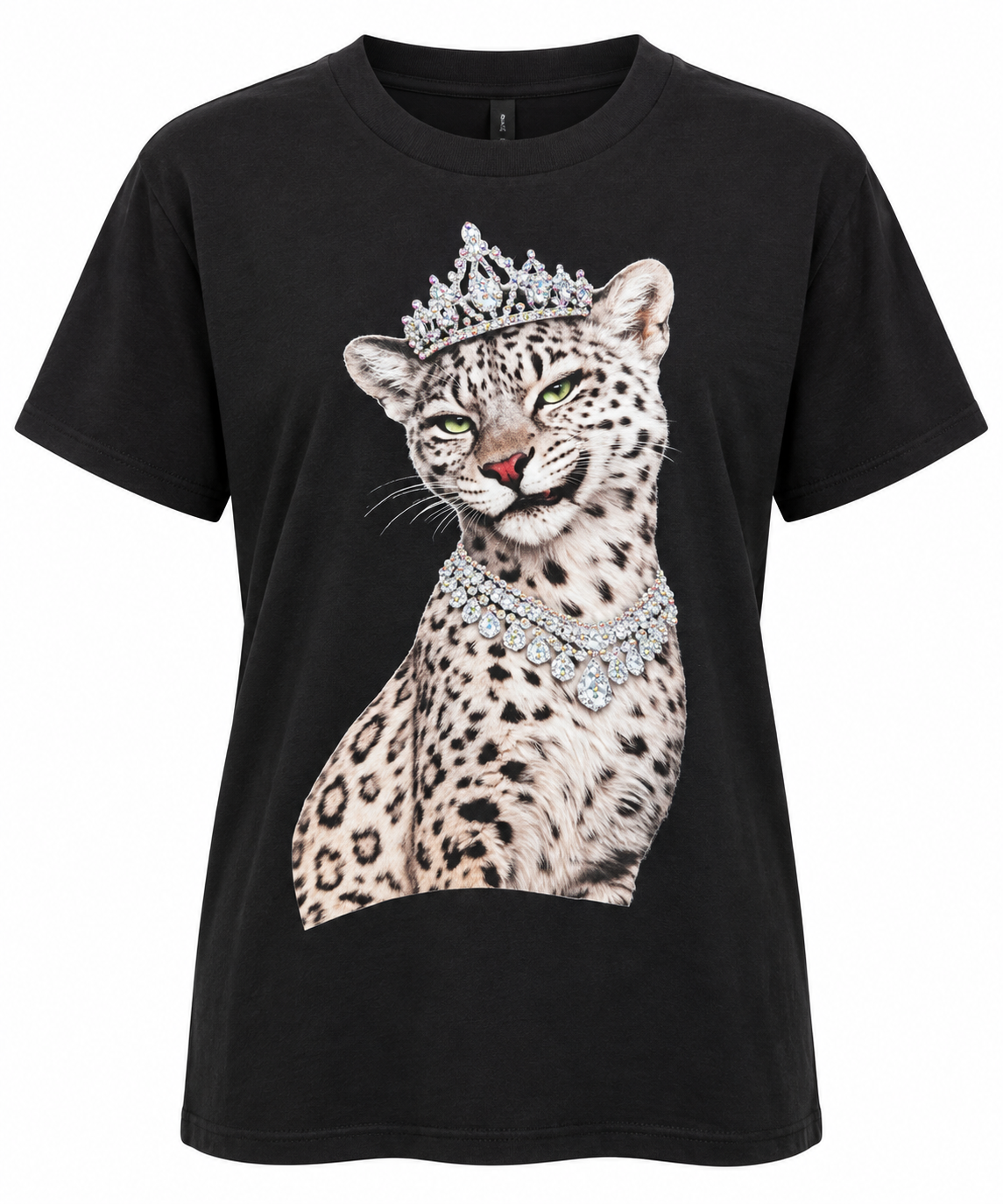 Snow Leopard Short Sleeve Bling- Black