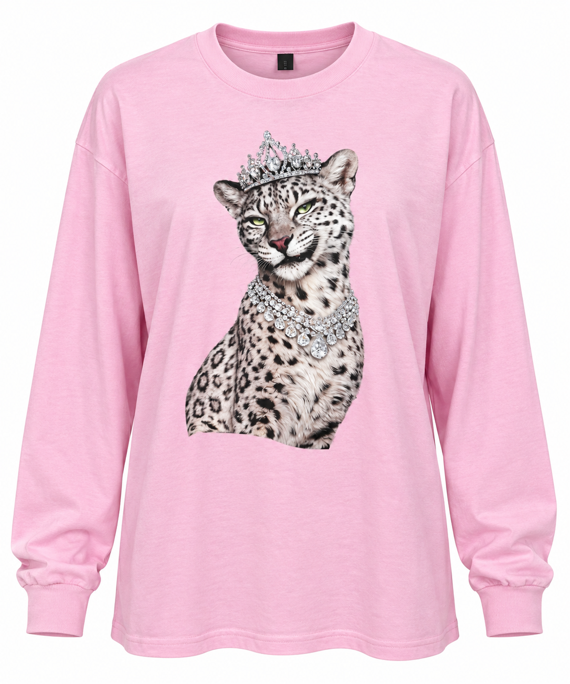 Snow Leopard Long Sleeve Bling- Pink