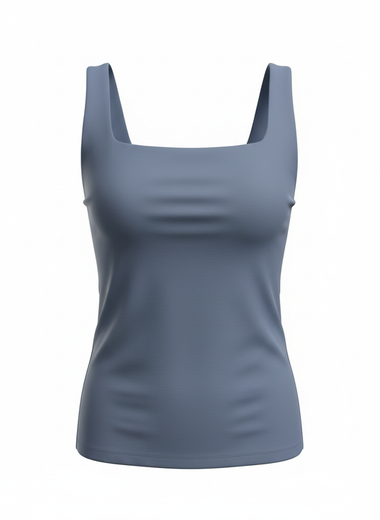 Andie Butter Square Neckline Tank Top Paradise Blue