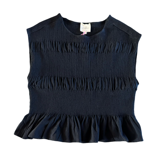 Black Tiered Smocked Top