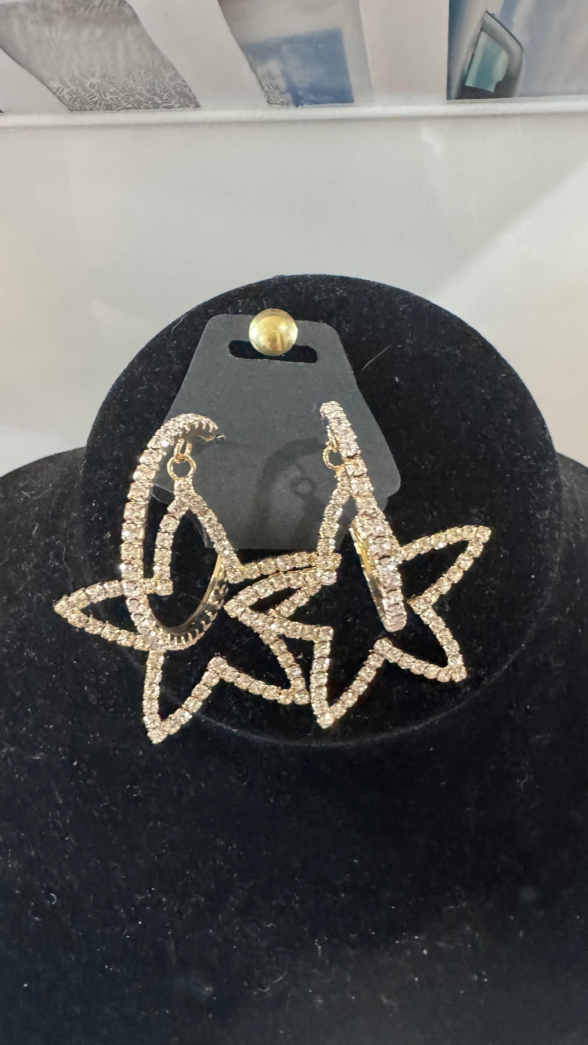 E35 Statement Star Crystal Earrings Gold