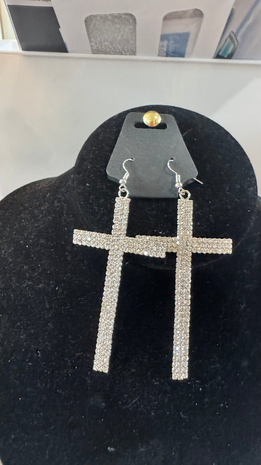 E44 Crystal Cross Earrings