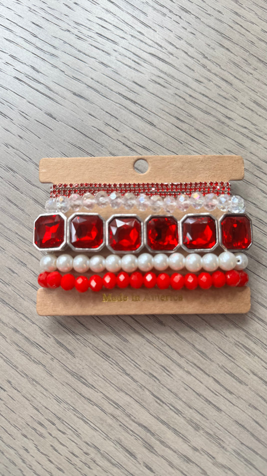 B33 Red Bracelet Stack