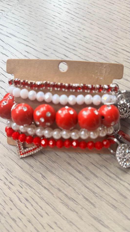 B39 Red Bracelet Stack