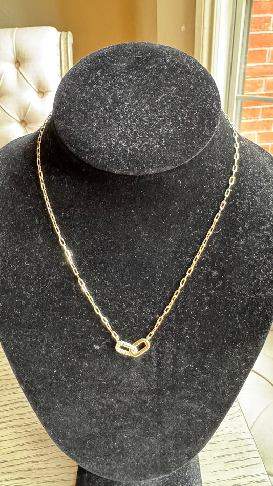 N22 Gold and Crystal Link Necklace