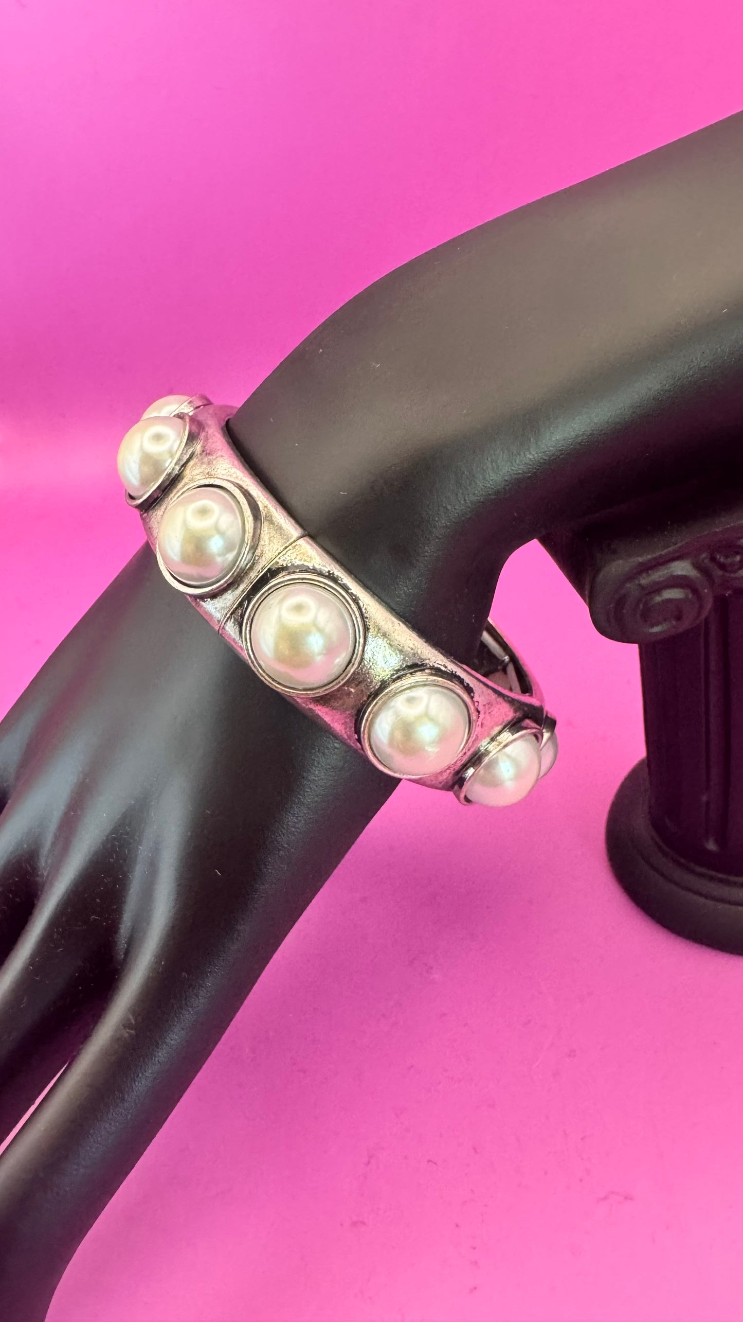 Silver Pearl Bubble Stretch Bracelet