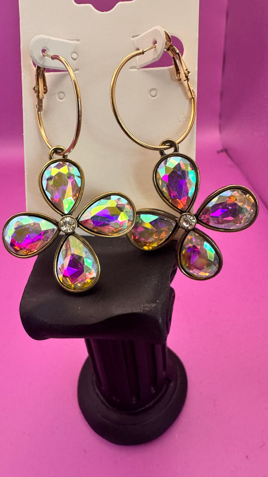 AB Burnished Gold Flower Earrings