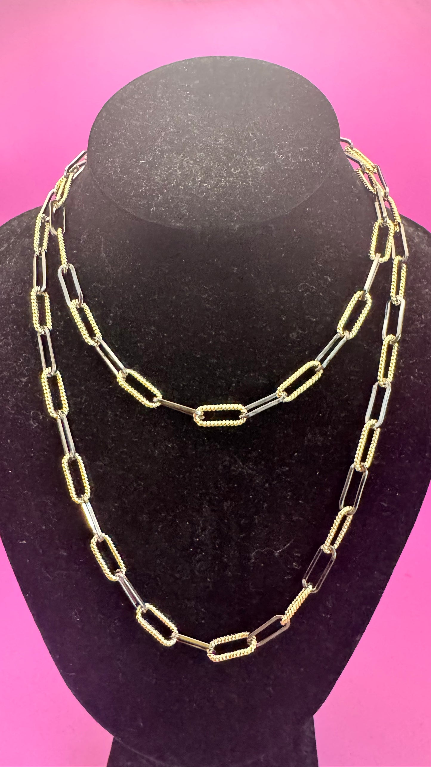 Gold and Black Chain Link Necklace