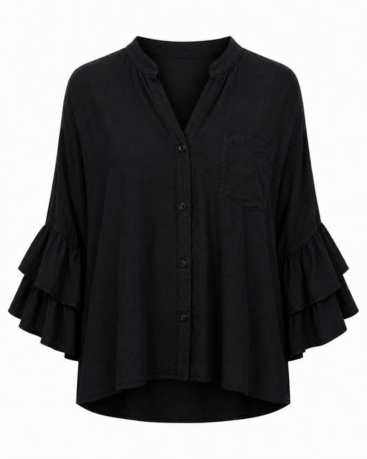 Marina Ruffle Sleeve Blouse Black