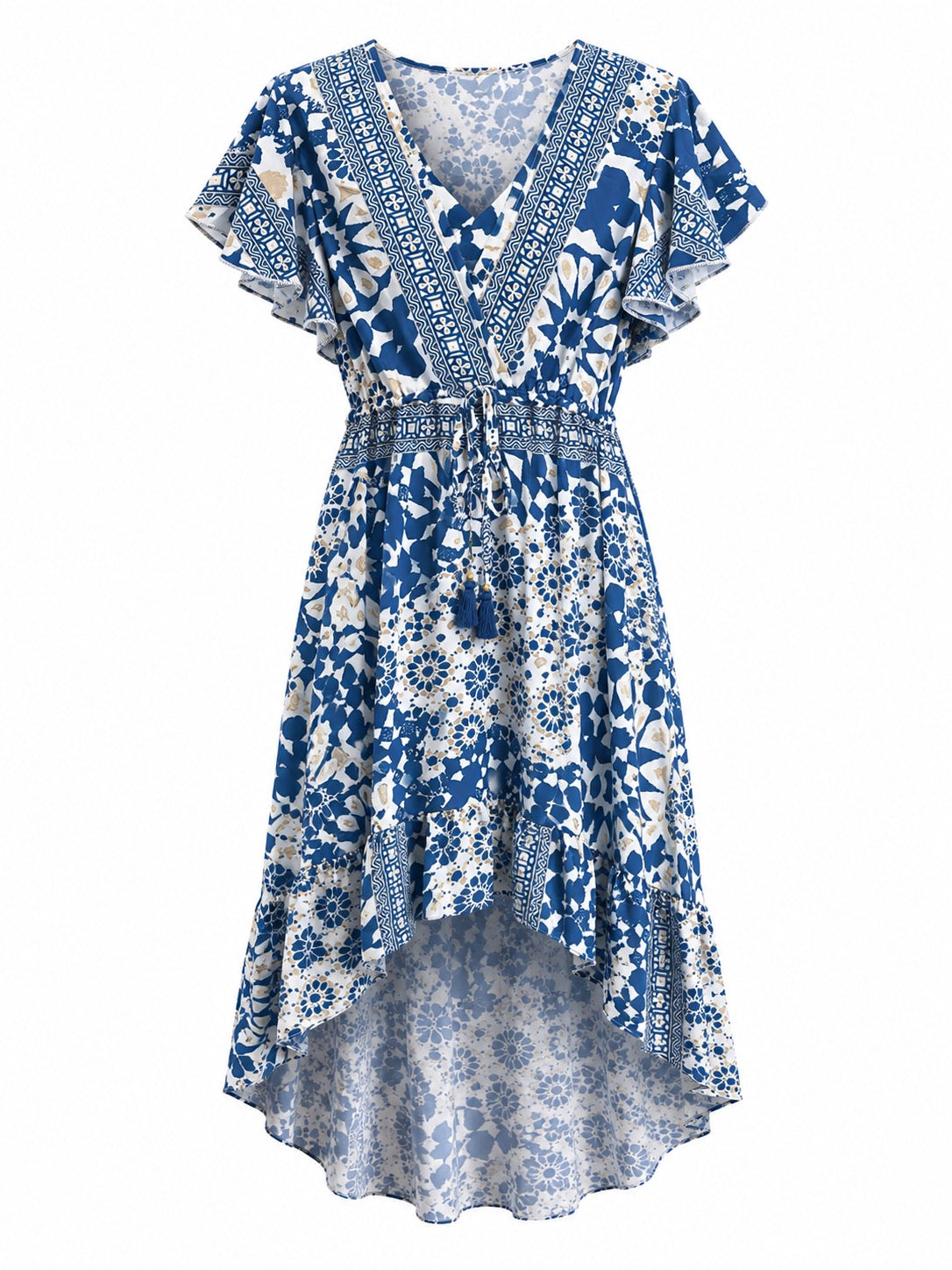 Isabella Floral Hi Low Print Dress O/S Blue