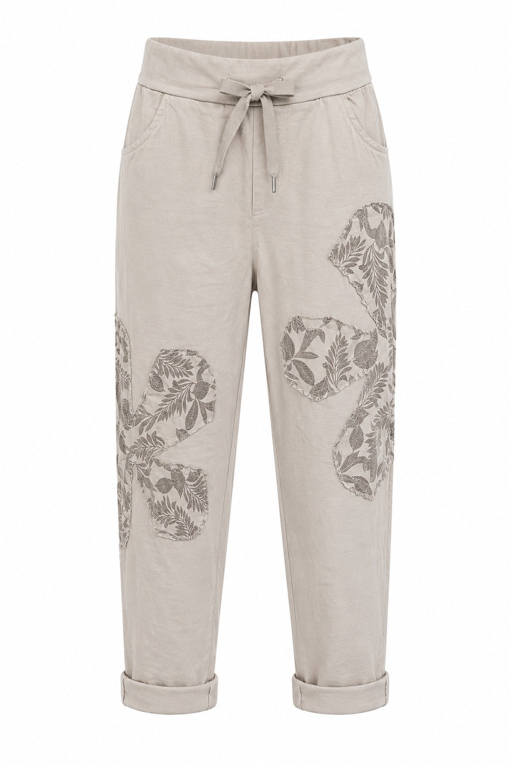 Janna Taupe appliqué   Stretch Pants