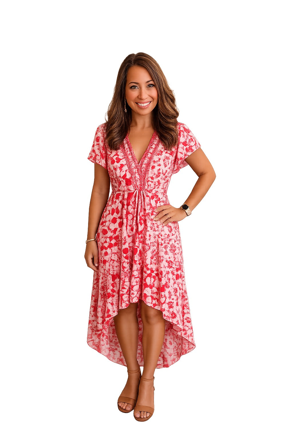 Isabella Floral Hi Low Print Dress O/S Blue