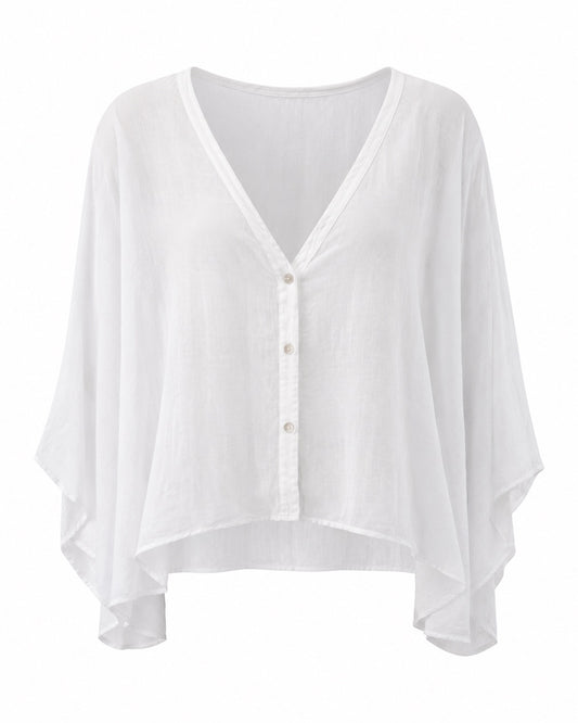 Azure Italian Butterfly Blouse White