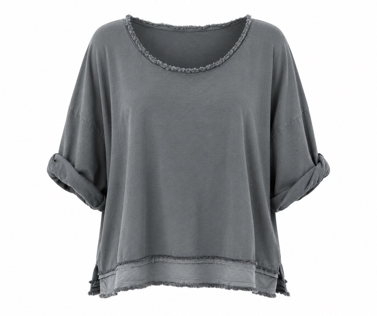 Irene Frayed Charcoal Sweatshirt