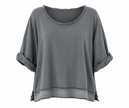 Irene Frayed Charcoal Sweatshirt