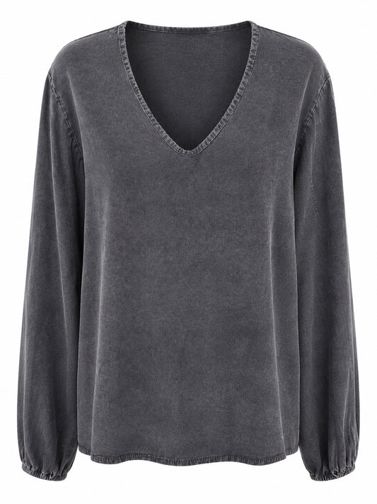 Delphine Washed Charcoal Blouse