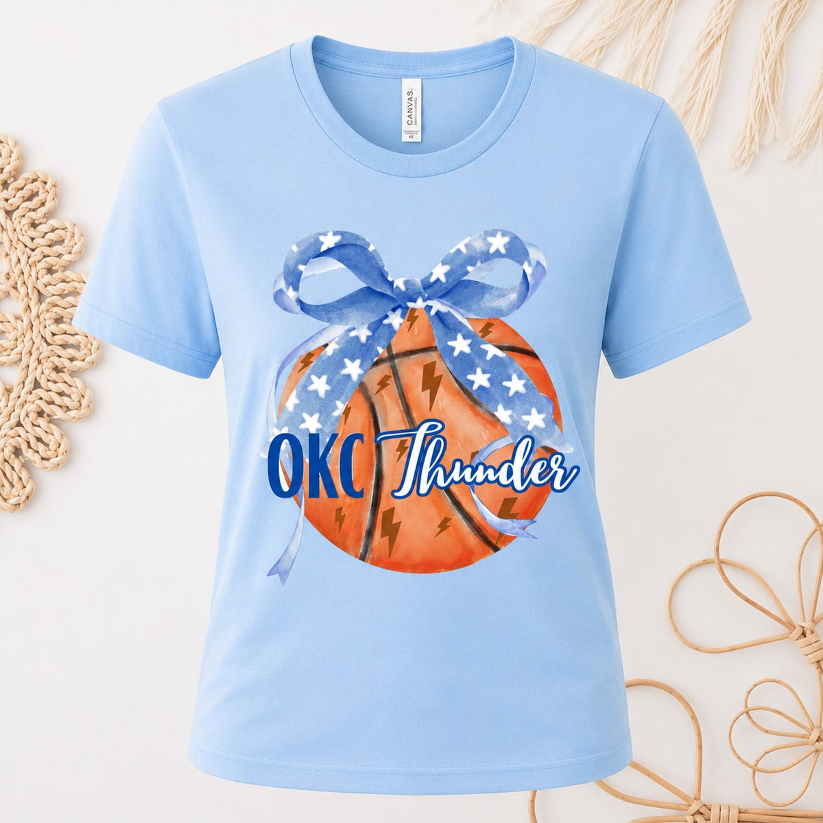 OKC Thunder Bow Basketball  Lt Blue