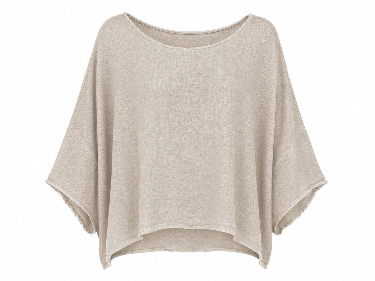 Gianna Minimalist Linen Top in Beige