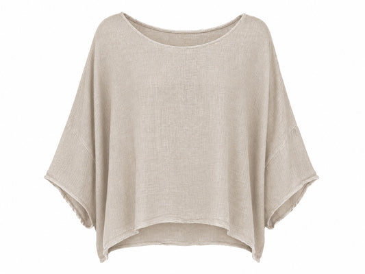 Gianna Minimalist Linen Top in Beige