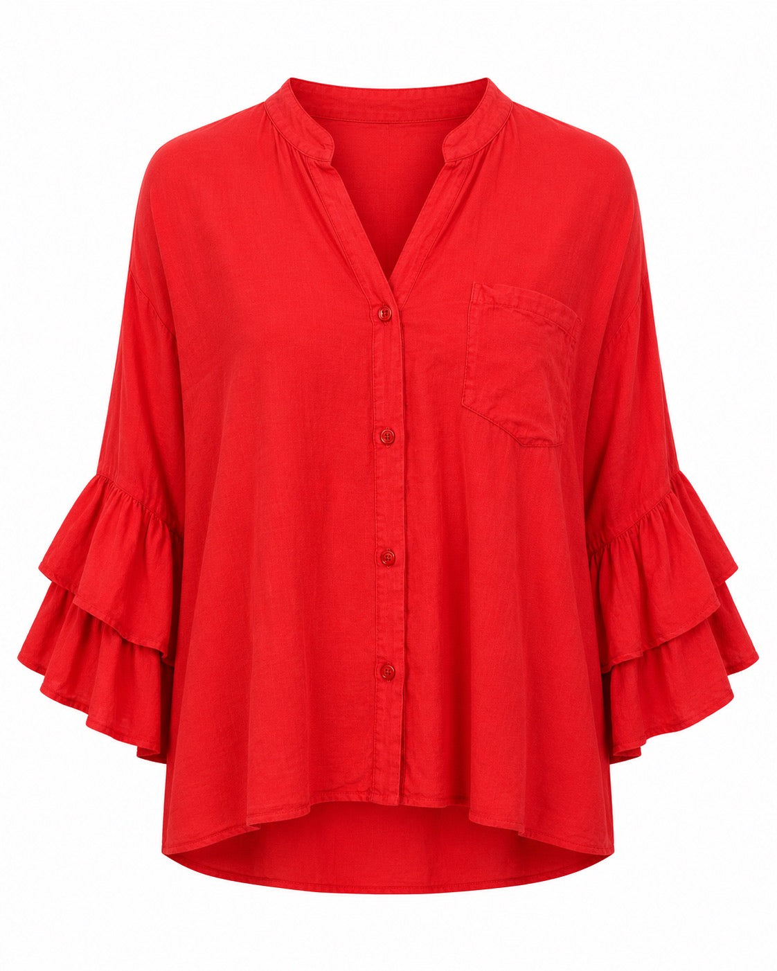 Marina Ruffle Sleeve Blouse Red