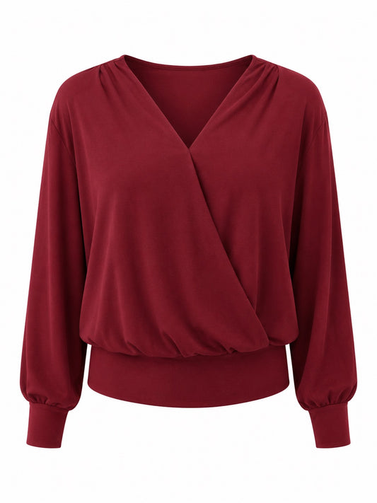 Madeline Long Sleeve Surplice Woven Top Terracotta