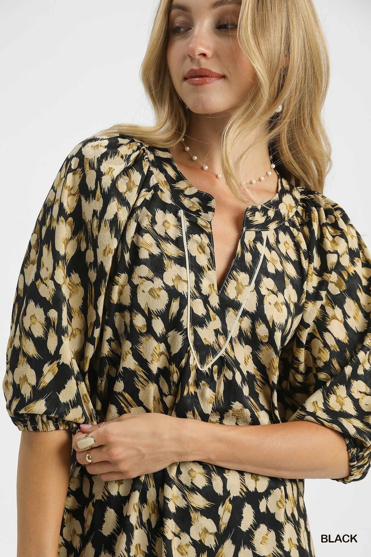 Oakley Leopard Print V-Neck Blouse