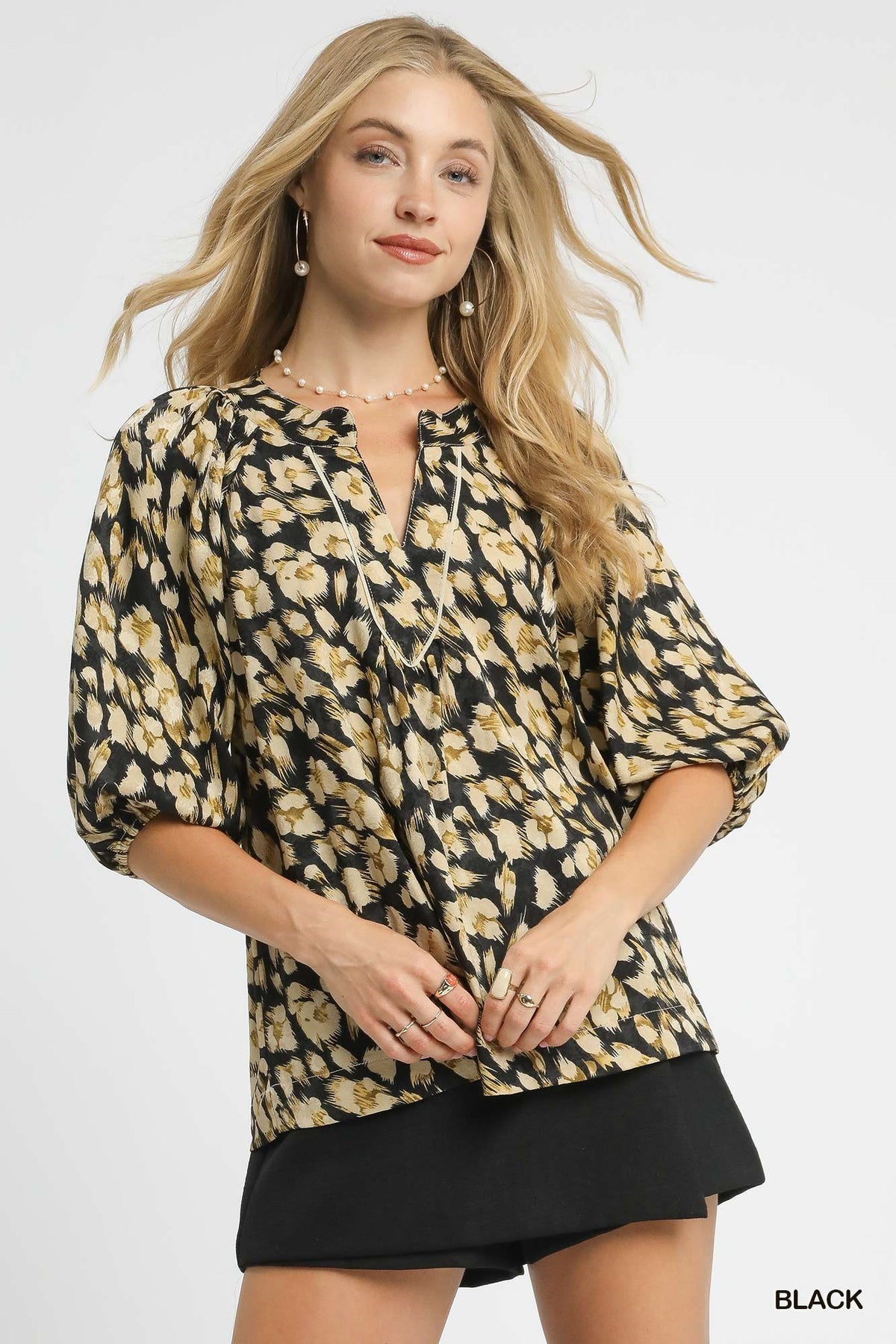 Oakley Leopard Print V-Neck Blouse