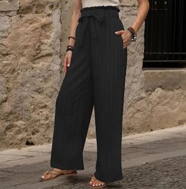 Ruffle-trimmed Elastic Pants