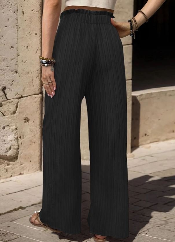 Ruffle-trimmed Elastic Pants