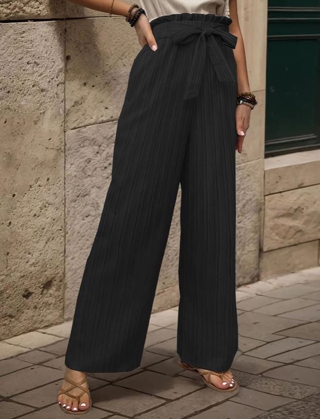 Ruffle-trimmed Elastic Pants