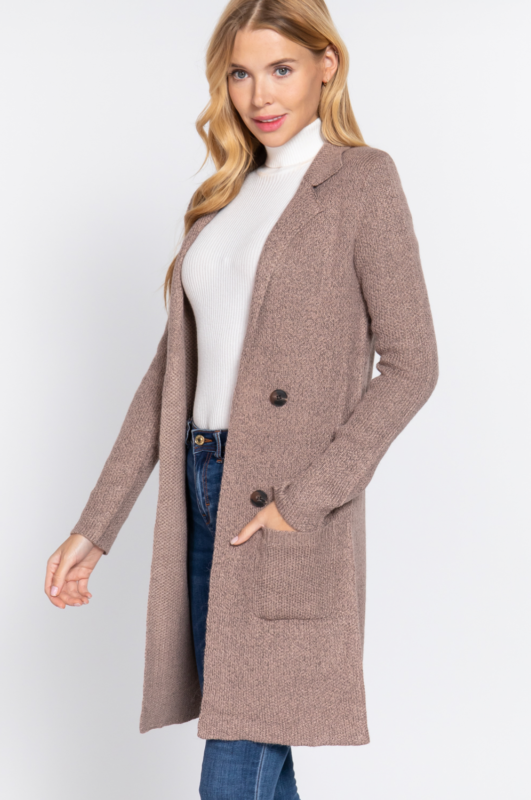 Penelope Long Sweater Jacket Pink/Mauve