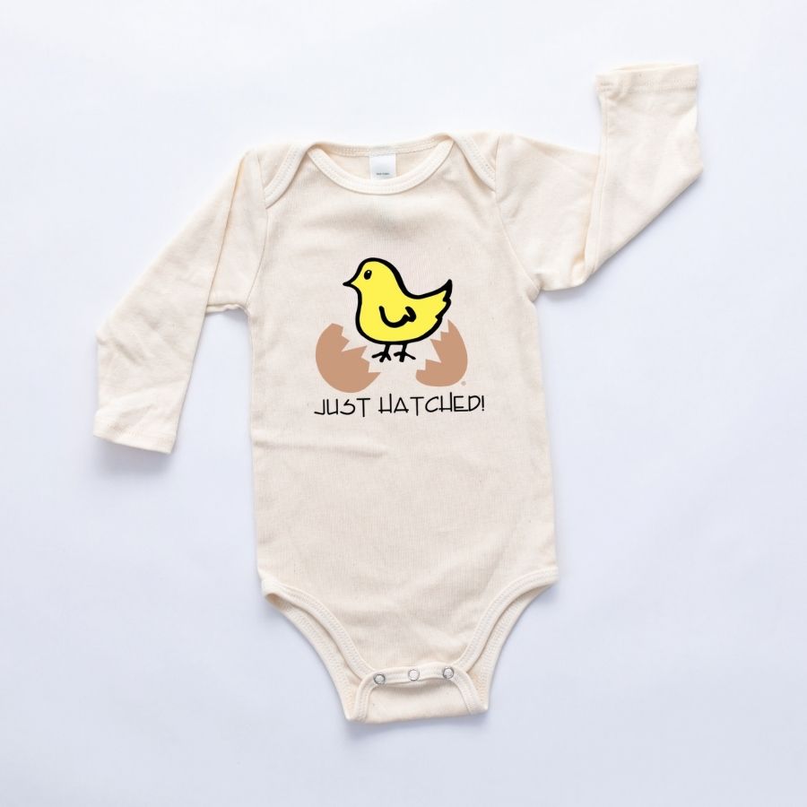 Just Hatched Long Sleeve Romper & hat  Gift Set