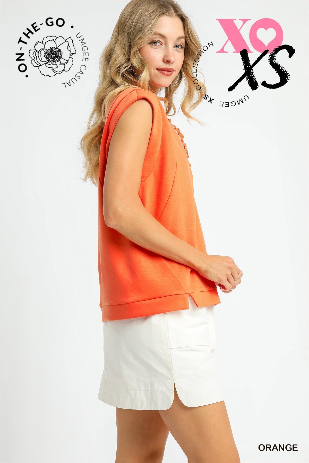 Clementine Luxeknit V Neck Top Orange